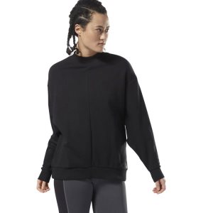 Bluza Damskie Reebok Training Essential Crew Czarne PL 84UOHYK